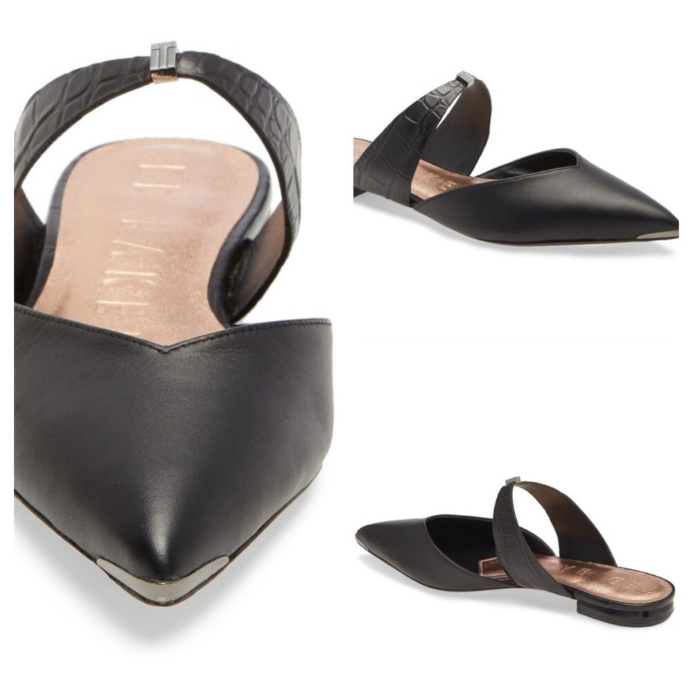 TED BAKER LONDON
Oryla Point-Toe Leather Mules black size 39.5 US 9